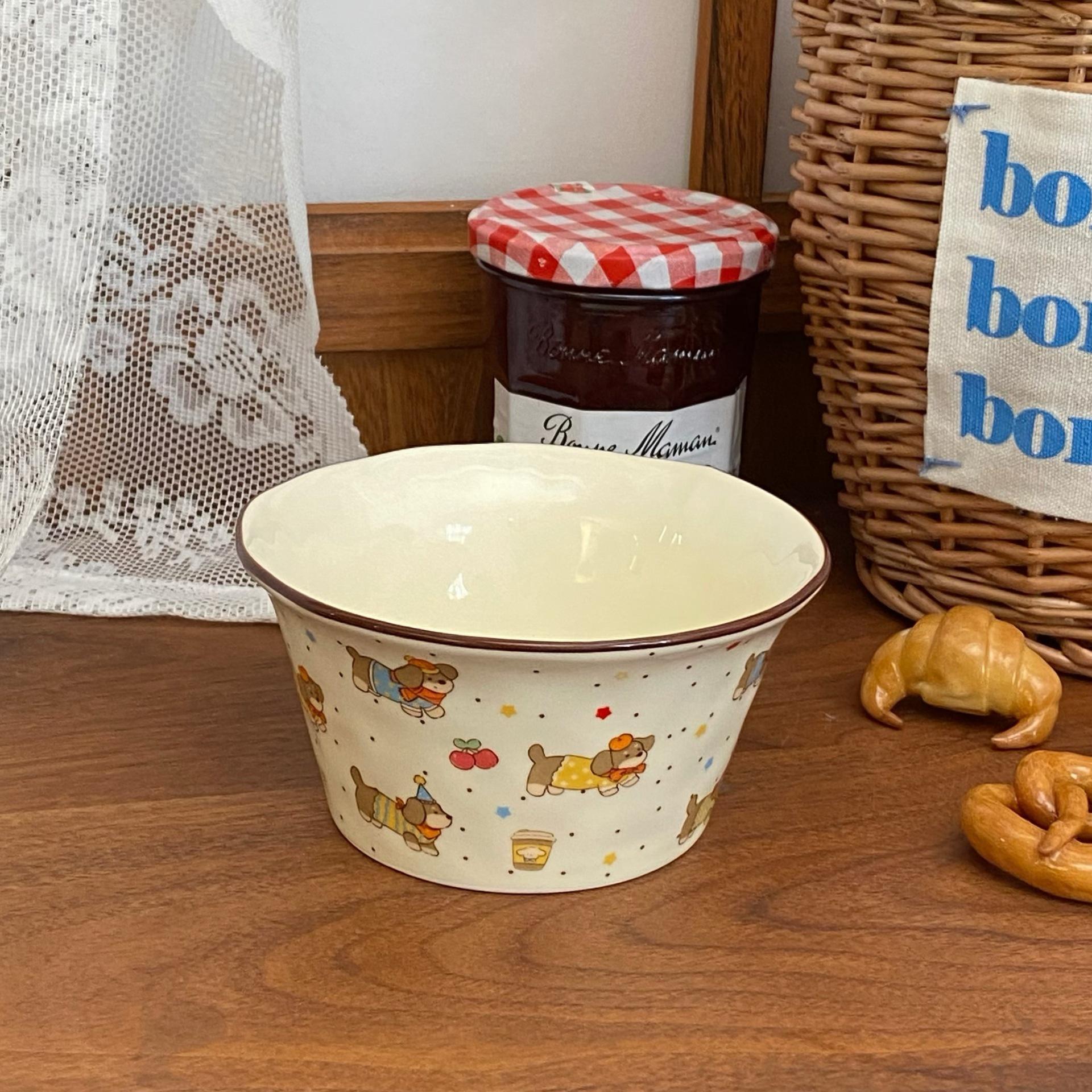 Высококачественная бытовая миска для риса, Милая мультяшная кремовая керамическая миска, Суповая миска, Салатница, Миска-шляпа, Миска для завтрака