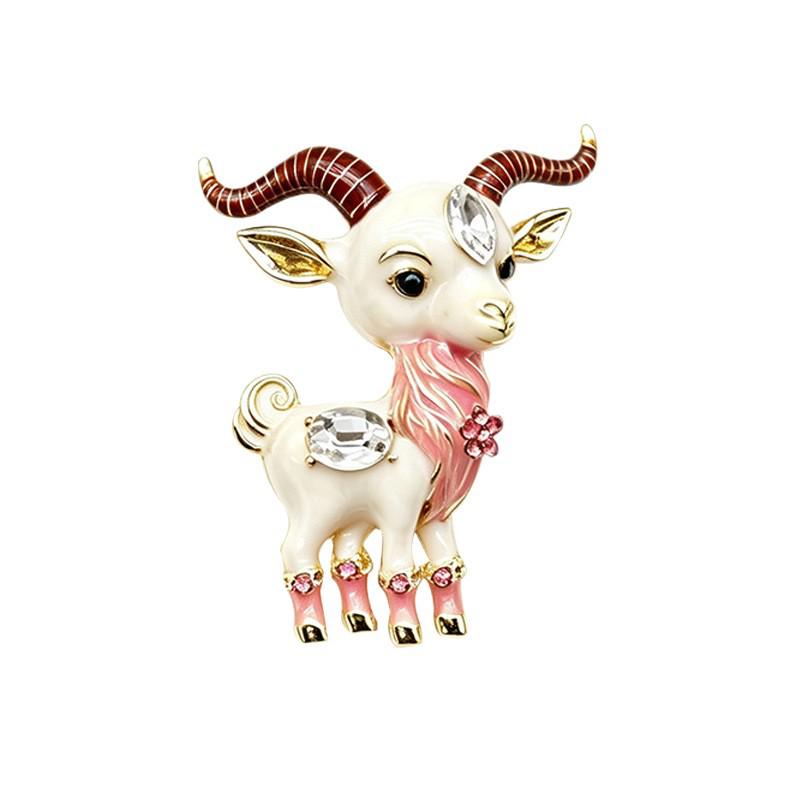 Year of the Sheep Zodiac Brooch: Alloy Sheep Corsage Pin for Women