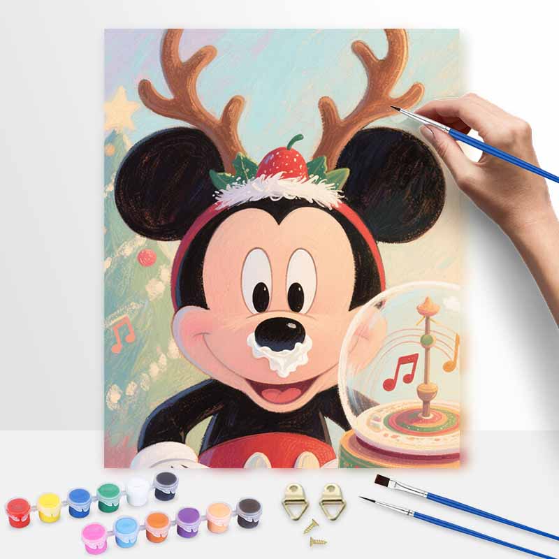 Disney Christmas Mickey Digital Oil Painting Hand Painting Home Decoration Painting