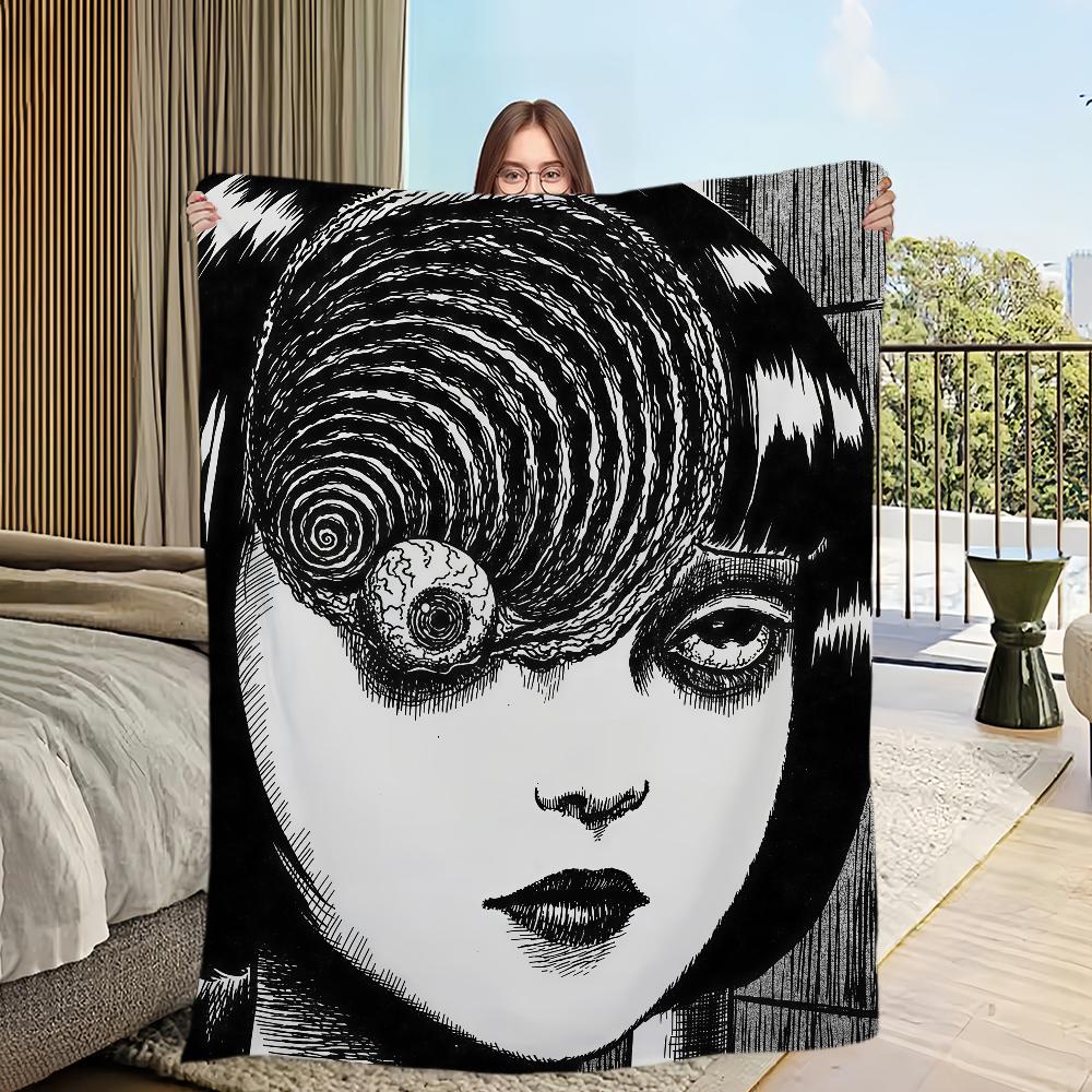 Junji Ito Horror Comic Blanket Flannel Warm Comfort Soft Plush Blanket For Picnic Beds Sofas Homes And Bedrooms