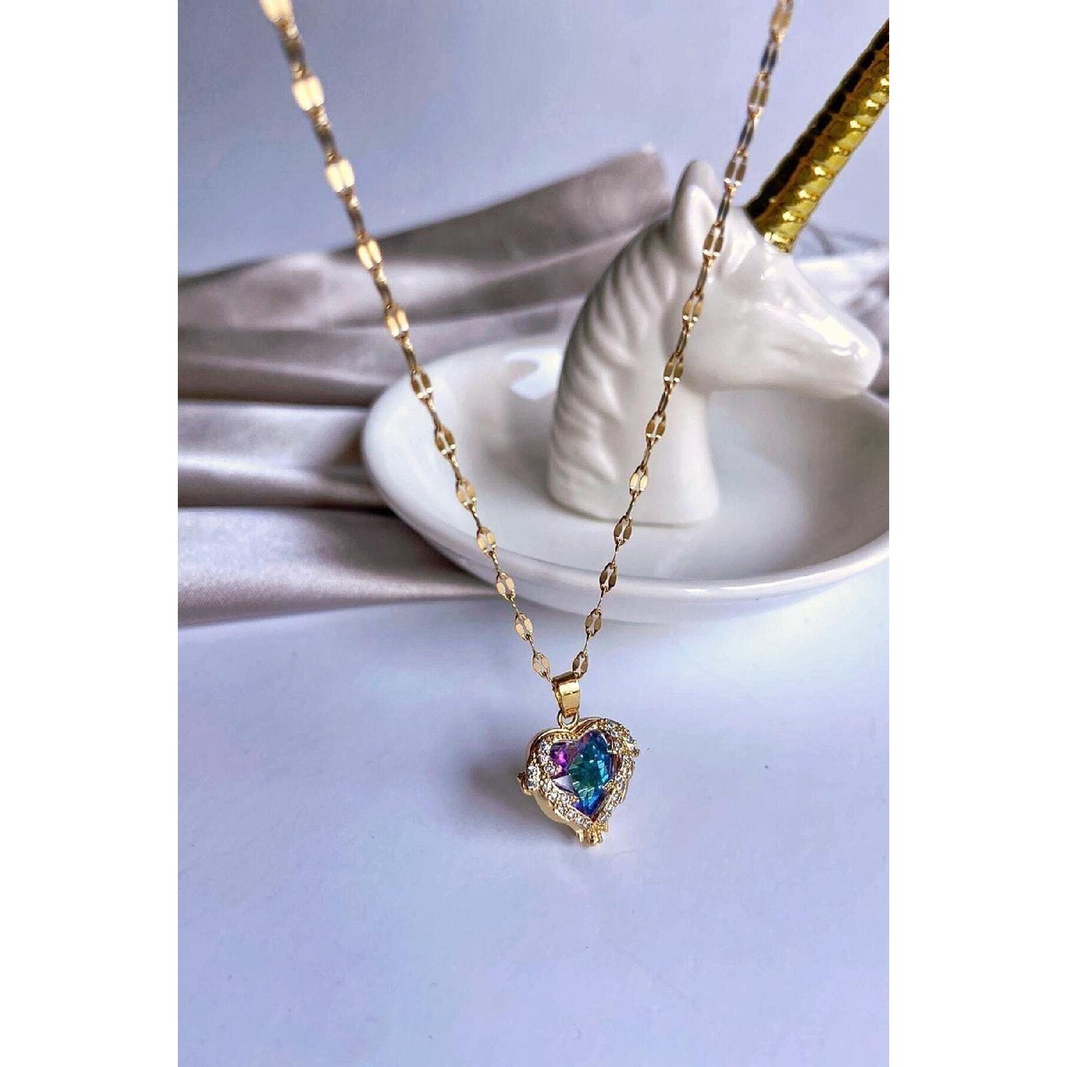 

Тускнеющее стальное сердце, циркон, золотое ожерелье Оскара