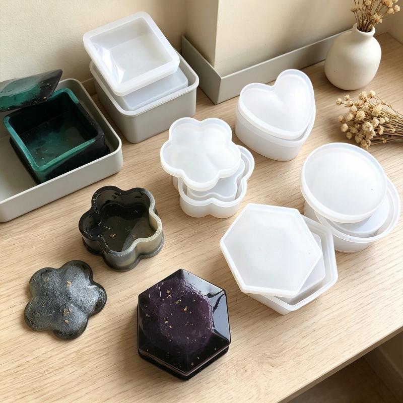 Practical Silicone Bowl Mold Handmade Crafting Molds Various Shape Silicone Texture for Resin Candle and Plaster