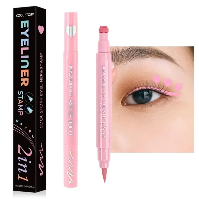 

5Pc/Set Colorful Double-headed Eyeliner Stamp Pen Waterproof Quick Drying Liquid Eyeliner Butterfly Love Star Pattern Eye Makeup