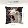 Vintage Goat Design 2D Flat Print Short Plush Pillowcase 18*18 Inches - Classic Retro Home and Office Decor, Zipper Closure, Decorative Pillow