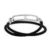 Hermes Roulis Double Circle Woven Bracelet Silver Buckle Calfskin Women bracelet Black H071727FP89-T1