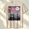 Japanese Sakura Torii Gate Full Moon Retro Texture Graphic T Shirt Unisex Cotton Tee Asian Aesthetic Casual Fashion Wear Tops