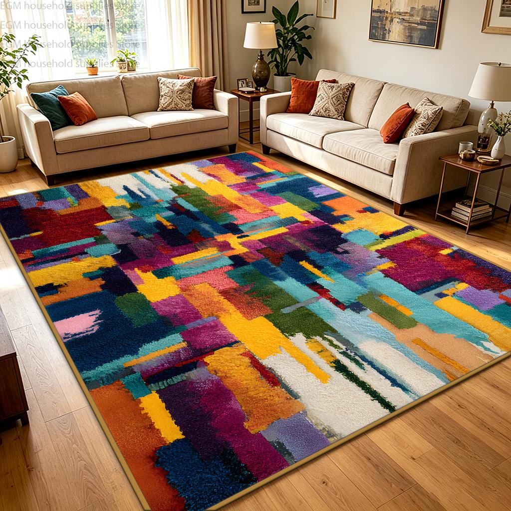Modern Colorful Abstract Geometric Carpet for Living Room Large Rug Non-slip Soft Floor Mat Bedroom Decoration Home Izable