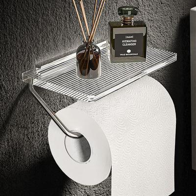 Lüks Altın Rulo Kağıt Tutucu Raflı Hiçbir Delme Akrilik Rulo Kağıt Tutucu Doku Askısı Banyo Aksesuarları