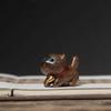 Pet Ornaments Miniature Wood Cat Statue Cute Handmade Carving Animal Statue Cartoon Natural Cat Figurine Desktop