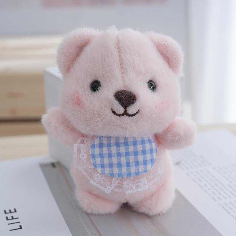 Adorable Bibbed Teddy Bear Plush Toy Cuddly Stuffed Animal Pillow In Tan Color