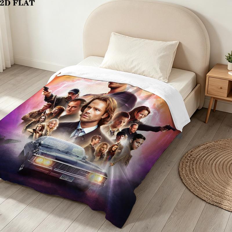 1PC Supernatural Patterned Flannel Blanket Suitable For All Seasons For Home Decor Warmth And Comfort Gifts Holiday Present