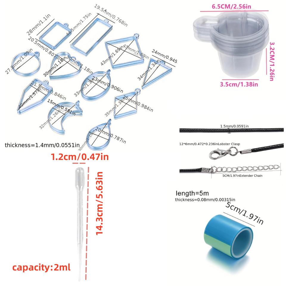 91PCS/Set Dropper Necklace Mold Set UV Epoxy Resin Molds For DIY Jewelry Making Findings Round Pendants