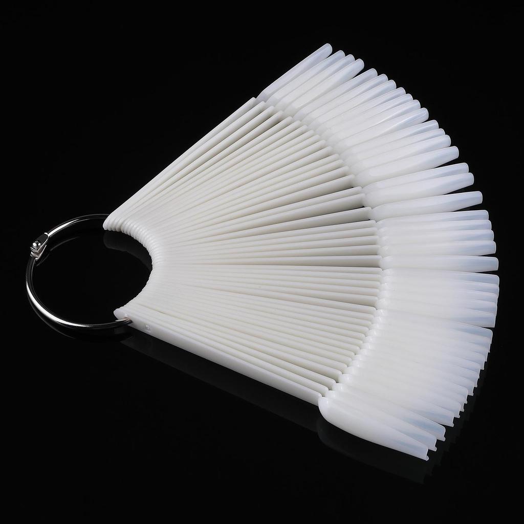 Trapezoid Flat Head Nail Art Display Cards (50 PCS) - Transparent Gel Polish Comparison Color Chart with Iron Ring