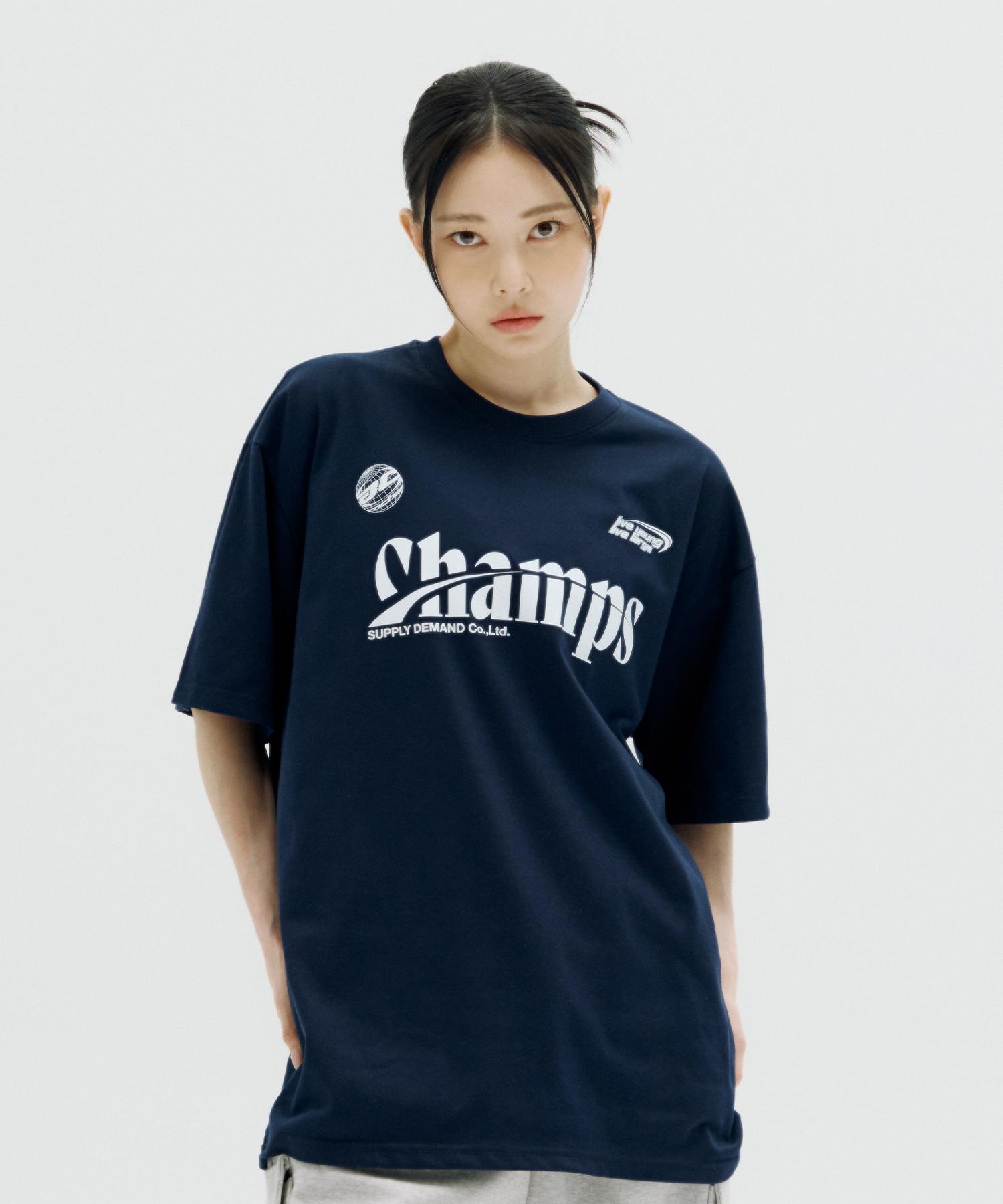 Bonchams [7 Colors] Chmps Sporty Logo Oversized Short Sleeve T-Shirt B25St33 (A Type) Khaki/M