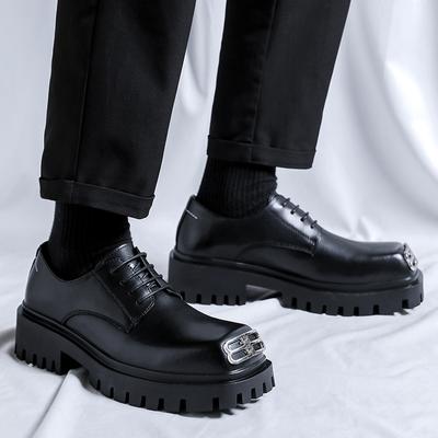Fashion Trendy Men's Thick Soled Men's Leather Shoes Fashionable and Personalized Design Style Leisure Business Height Increasing Shoes