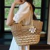 JIAERDI Sweet Khaki Straw Woven Handbag Women Large Capacity Hollow Out Shoulder Bags Ladies Travel Beach Vacation Tote Bag 2025