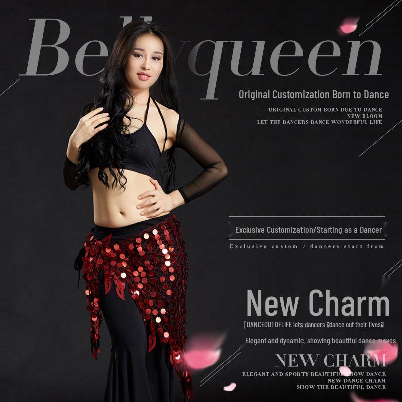 Lanț de talie sirenă eșarfă de șold cu paiete și ciucuri de chimvale