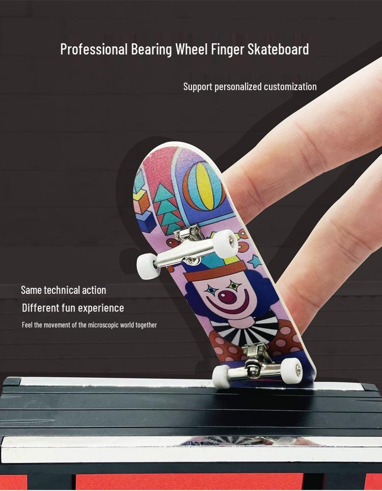Maple Finger Skateboard with Bearings and Wheels - Mini Double Rocker Board for Kids' Creative Play