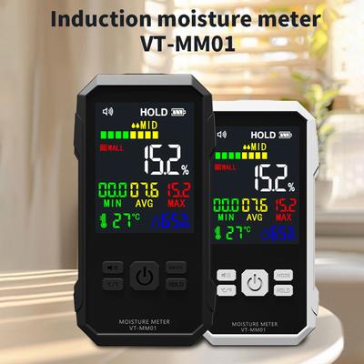 Pinless Moisture Meter for Drywall Wood Humidity Detector Non-Destructive Tester with LCD High-frequency Waves One-key Record