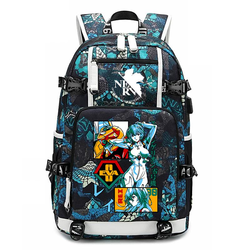 Evangelion Anime Print Student Rugzak Grote Capaciteit Casual Dagrugzak voor Jongens Meisjes School Reizen