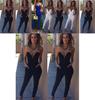 Damen Elegant Clubwear V-Ausschnitt Playsuit Bodycon Jumpsuit Perfekt Für Partys