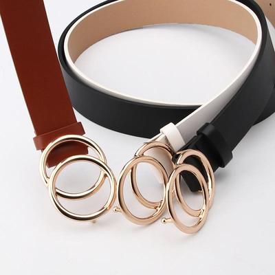 Double Ring Round Buckle Alloy Belt - Student Trouser or Sweater Coat Accessory
