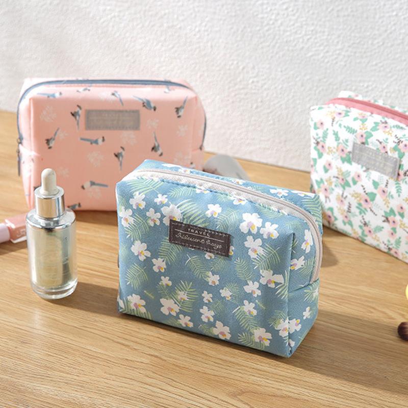 Cotton Portable Cosmetic Bag Mini Female Cosmetic Organizer Box Wash Makeup Home Travel Toiletry Storage Bag Beauty Case