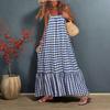 Boho Sleeveless Maxi Dress for Women Summer Flowy Backless Long Dress Casual Beach Ruffle Swing Sundress