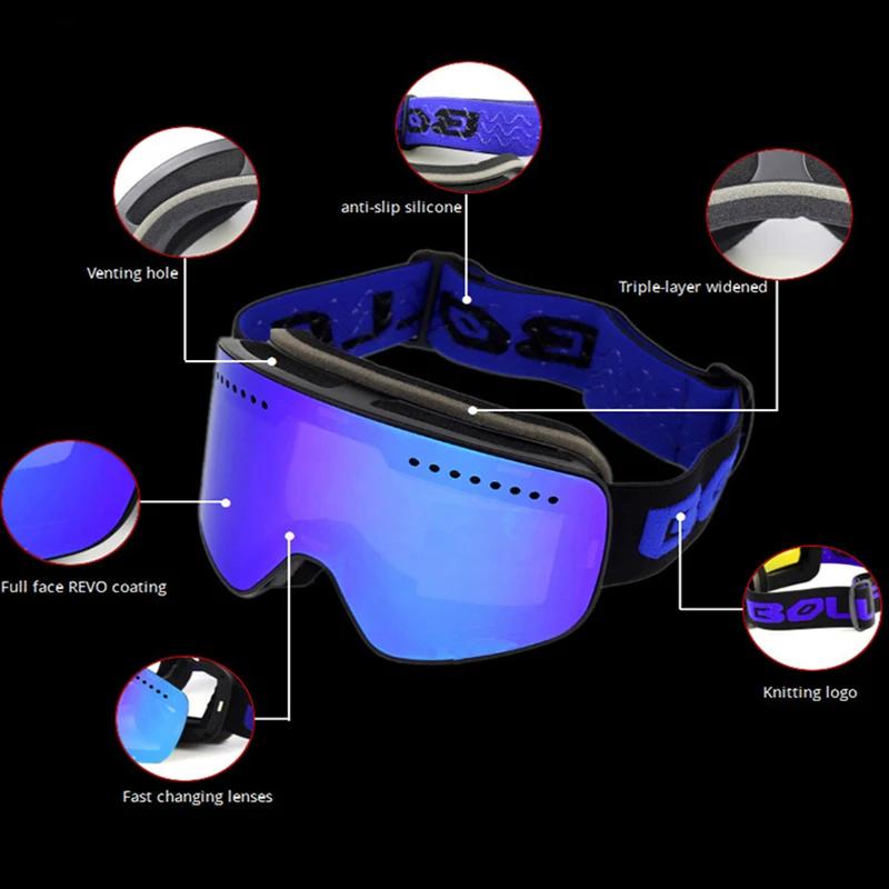 Winter Ski Goggles Adult Double-layer Lens Men Anti-fog Sun Glasses Women UV Protection 400 Snowboard Outdoor Use Wind Resistant Skiing Eyewear