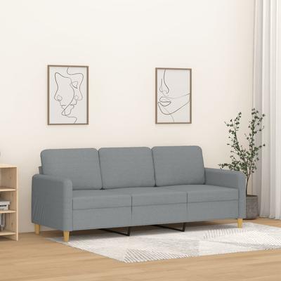 Vidaxl Canapea cu 3 locuri, Gri deschis, 180 cm, Tapițată cu stofă