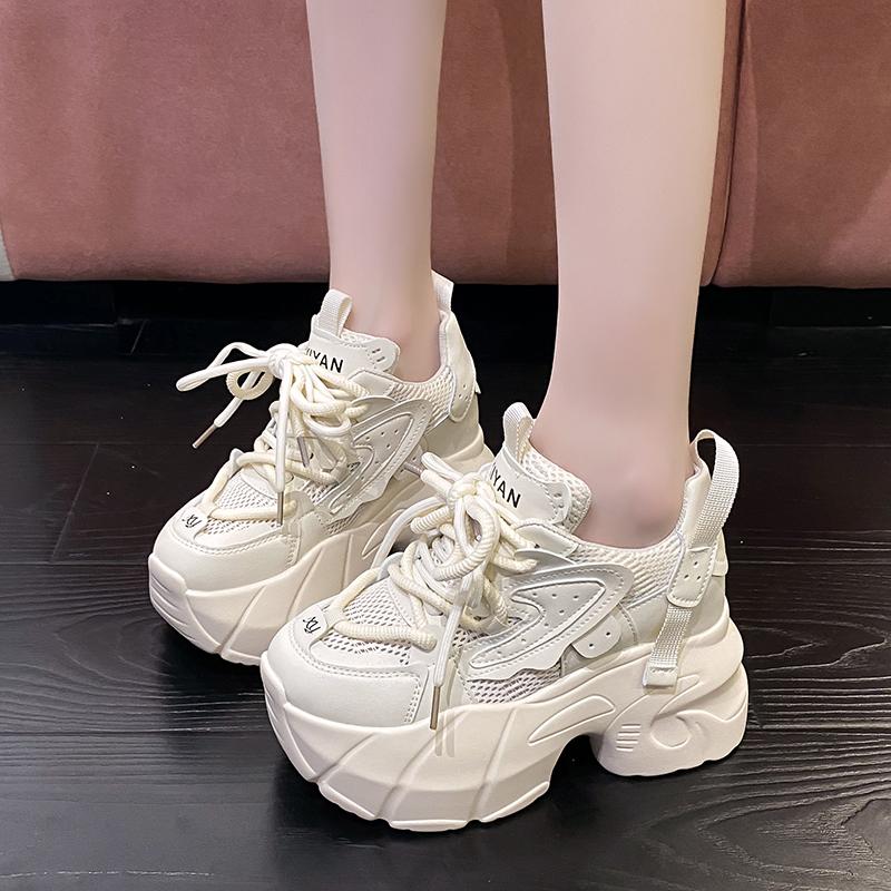 Fashion 9CM Autumn Women Casual Sports Shoes All-match Comfortable Women's Chunky Sneakers Breathable Mesh Spring High Platform Shoes