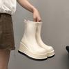Fashion 8cm Microfiber Leather Platform Boots Women Female Autumn Wedge Boots Zip Women Winter Boots Ankle Shoes High Top