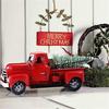 Truck Miniature Vintage Chic Metal Eye-catching Christmas Red Truck Decor for Home