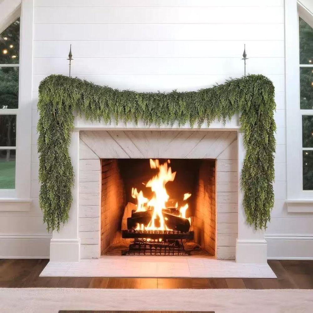 Green Artificial Norfolk Pine Garlands Wall Hanging Simulation Plant  Fireplace Decoration