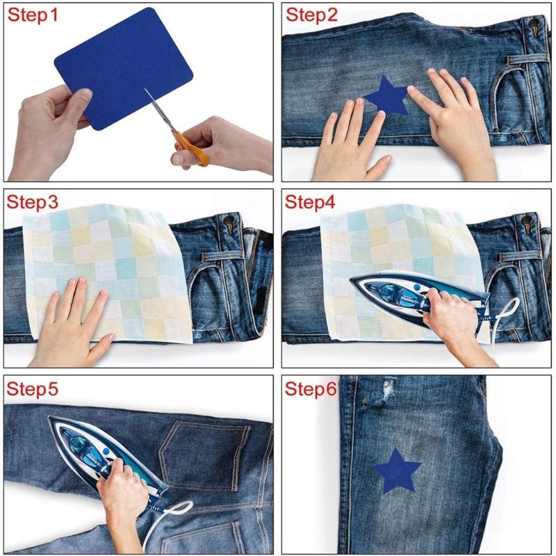 20Pcs Iron-on Jeans Patches with Sewing Repair Set Inside & Outside Strongest Adhesive Clothes Patches for Clothing