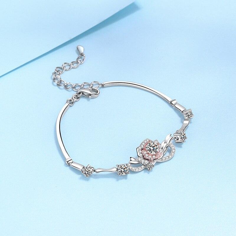 1 .4 Ct D Color Round Cut White Gold Plated 925 Silver Moissanite Tennis Bracelet Woman Girlfriend Gift