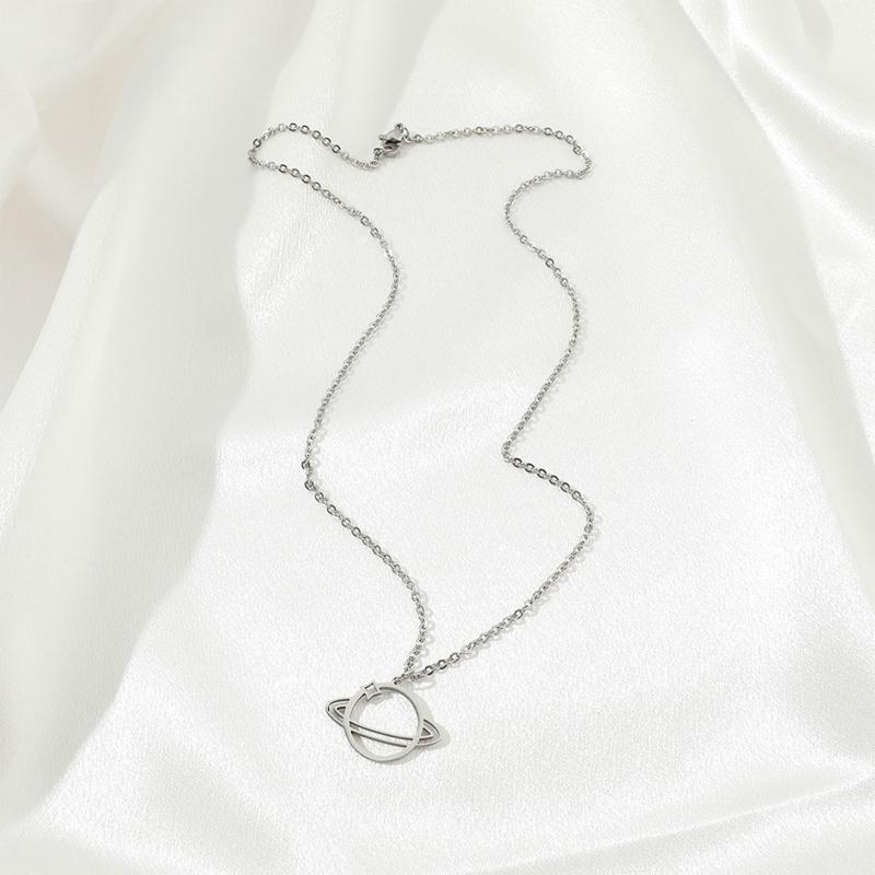 Stainless Steel for Saturn Pendant Necklace for Women Girls Men Adjustable Long Chain Personalized Jewelry Xmas Party De