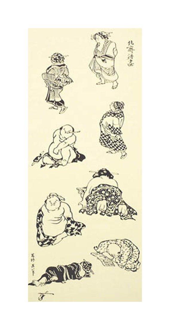 

Тенугуи Ручной работы Чюсэн С дизайном манги Хокусая Нива-дзомэ (Японское полотенце), Окрашенный, 100% хлопок, Япония, бежевый