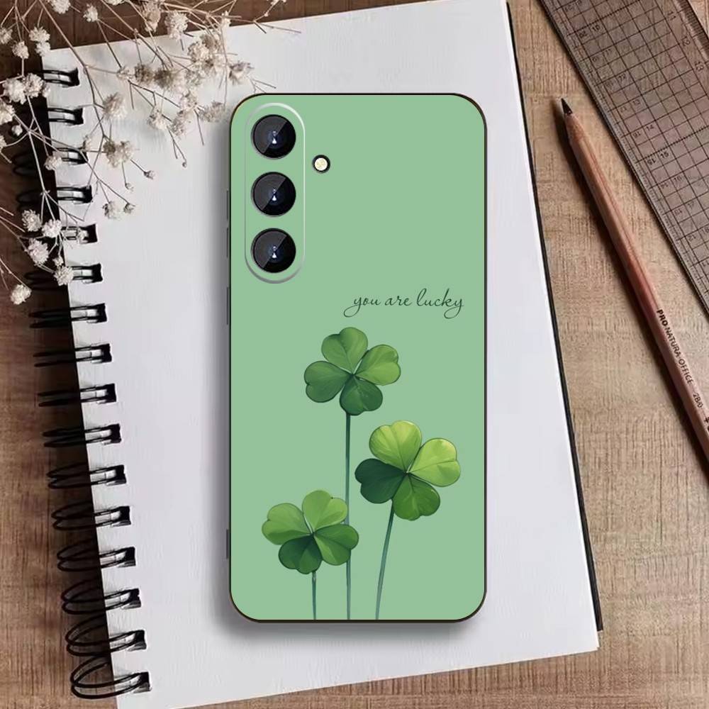 Four-leaf Clover Phone Case For Samsung Galaxy A73,21,22,32,71,53,52,51,80,5G Soft Black Cover