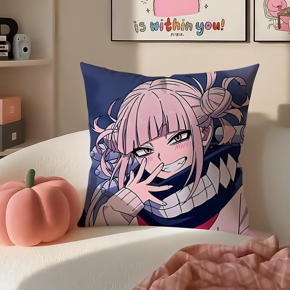 Popular HHimiko Toga My Hero Academia Cushion Cover Pillowcase Short Plush Invisible Zipper Room Sofa Cushion Cover