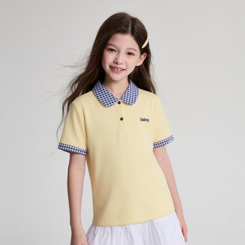 

Deesha Girls Plaid Patchwork Short Sleeve Polo T-Shirt 120