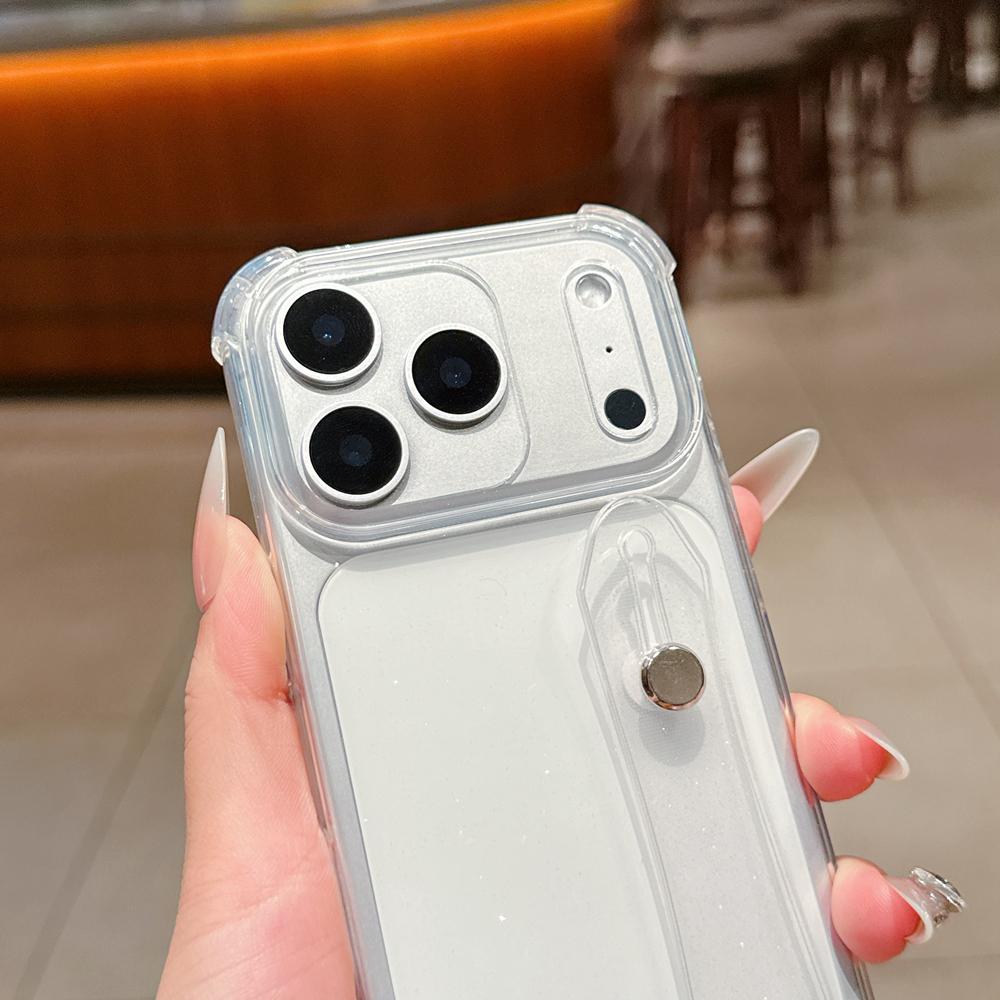 KEYSION Crossbody Wrist Strap Transparent Phone Case for iPhone 13 14 15 16 17 Pro Max Air 16 Plus Long Lanyard Shockproof Cover
