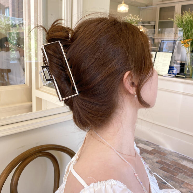 Giant Metal Square Hair Clip Matte Glossy Hairpin matte silver