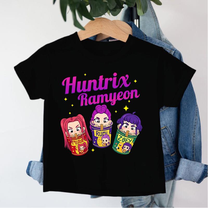New KPop Demon Hunters Saja Boys Cartoon Boys T-shirt Round Neck Print Fashion Casual Top Children's T-shirt Kids Clothing