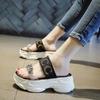 2025 New Summer Women Wedges Sandals Beach Casual Woman Platform Open Toe Shoes Ladies All-match Rhinestone Sandals