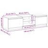 TV Cabinet In Black Oak Look 140 X 38.5 X 36 Cm