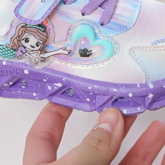 Kids Sneakers Toddler Sports Shoes with Lights Breathable Anti-skid Princess Shoes Children Running Trainers