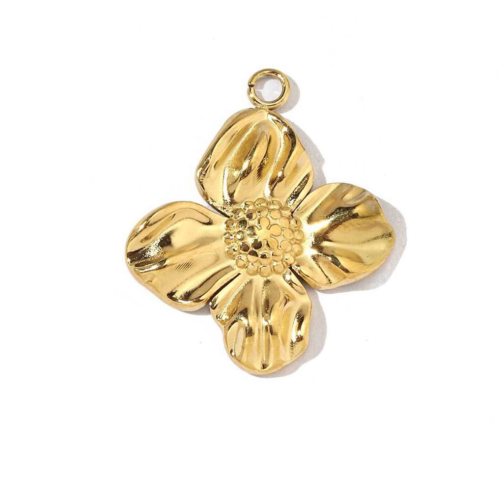 3Pcs Stainless Steel Floral Pendants Gold Plated Jewelry Accessory for Crafting Elegant Necklace Bracelet and Earrings