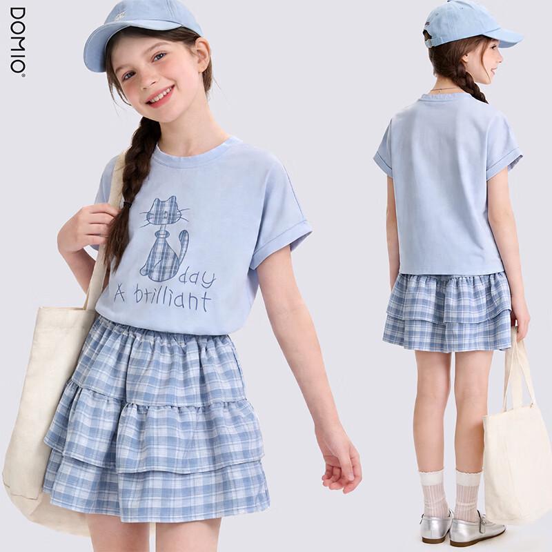 Duomiaowu Girls  Korean Style Summer T-shirt & Skirt Two-Piece Set 170 (165-175cm)