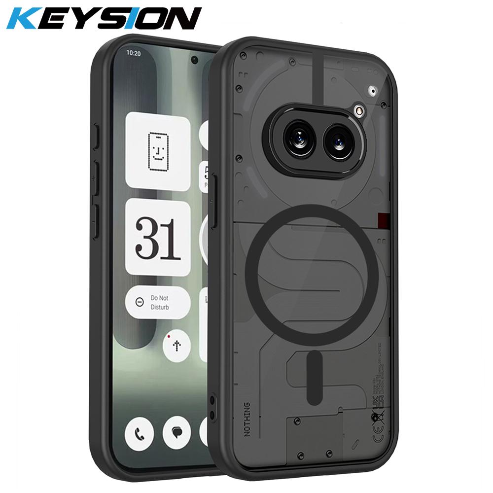 KEYSION Magnetic Phone Case for Nothing Phone 2A Plus Silicone+PC Matte Translucent Shockproof Back Cover for Nothing Phone 2A for Nothing Phone 2A чёрный